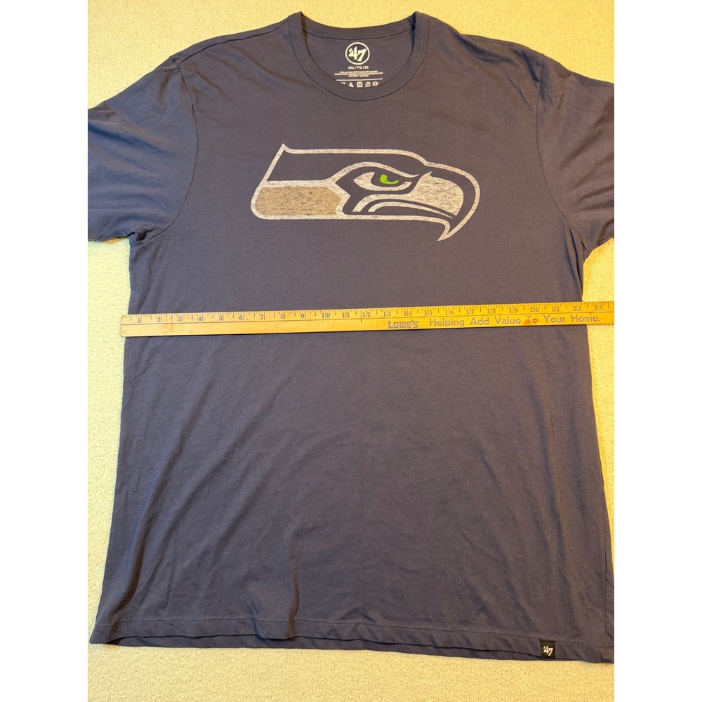 47 Brand Seattle Seahawks T Shirt Mens XXL Navy Blue NFL Graphic Tee Cotton - Picture 2 of 5